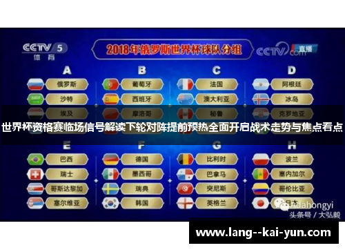 世界杯资格赛临场信号解读下轮对阵提前预热全面开启战术走势与焦点看点