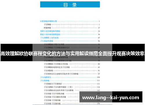 高效理解欧协联赛程变化的方法与实用解读指南全面提升观赛决策效率 高效理解欧协联赛程变化的方法与实用解读指南全面提升观赛决策效率
